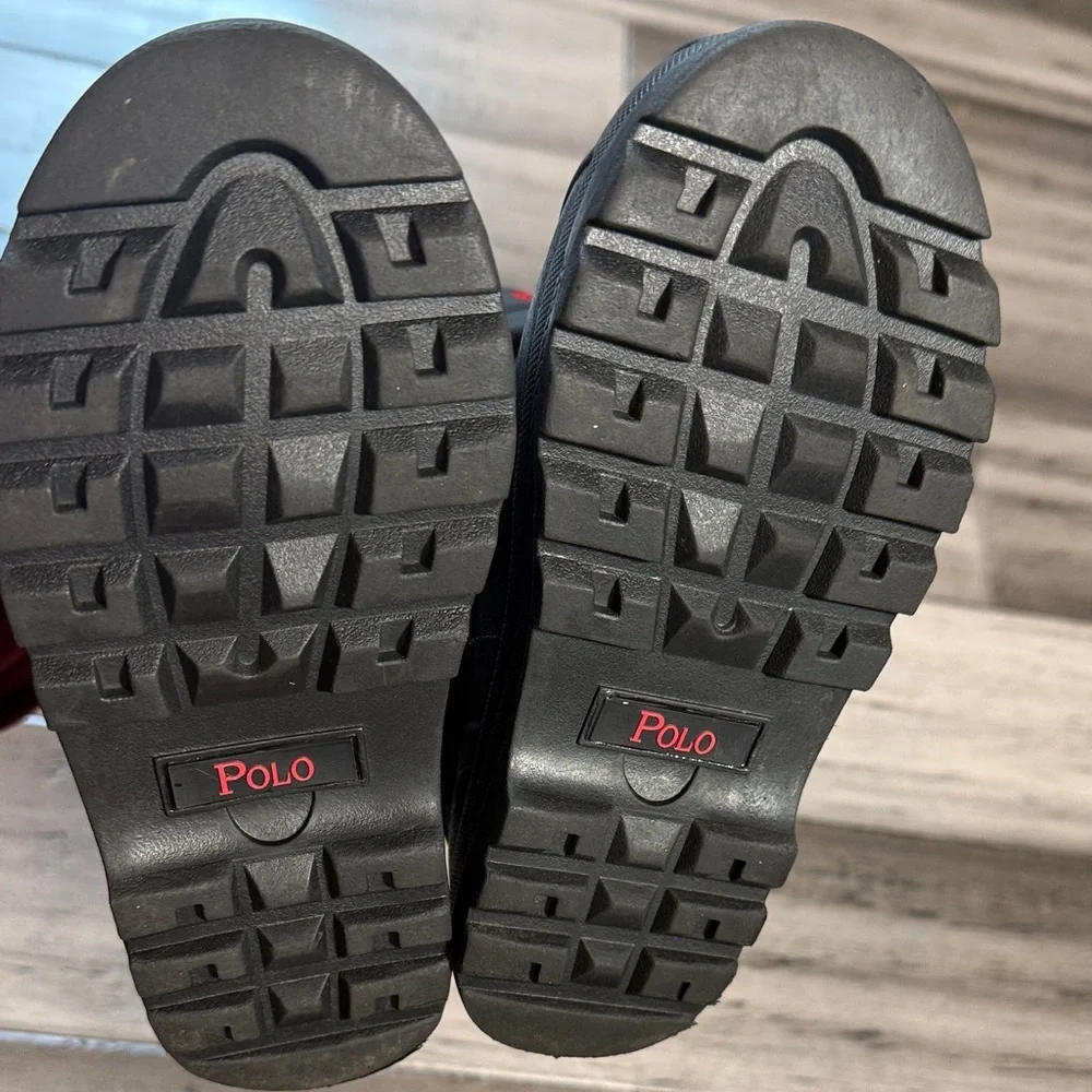 Polo by Ralph Lauren Black Kids Winter Boots with Red Logo